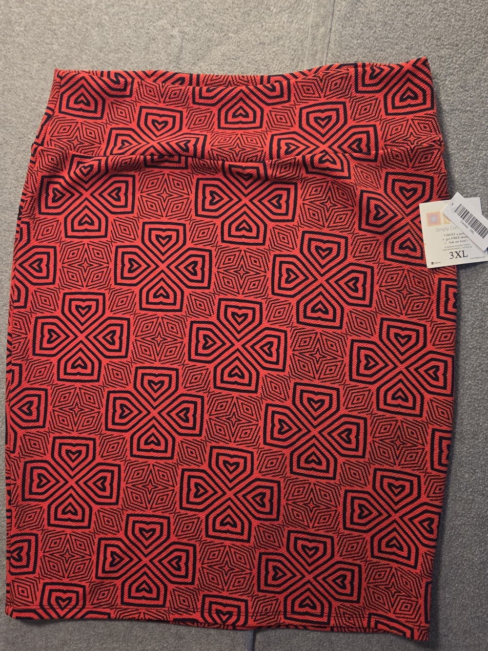 Red and Black Geometric Pencil Skirt - Women 3XL NWT